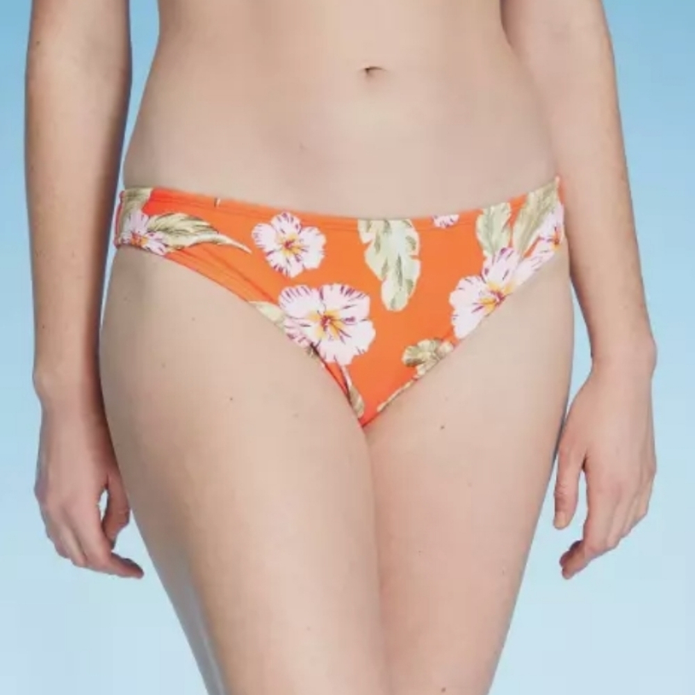 Xhilaration orange floral bikini bottom